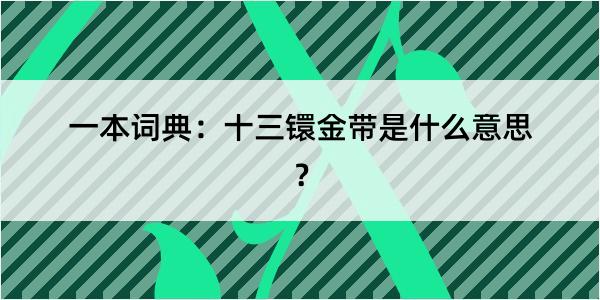 一本词典：十三镮金带是什么意思？