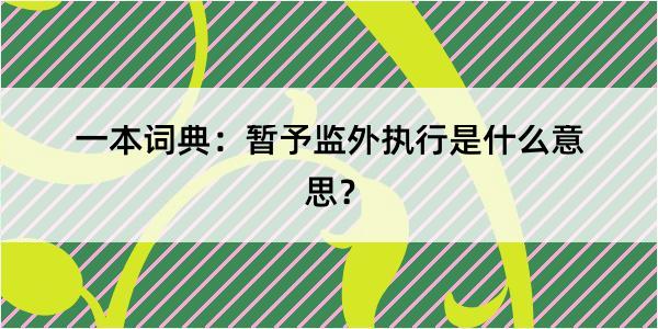 一本词典：暂予监外执行是什么意思？