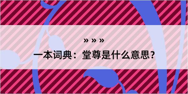 一本词典：堂尊是什么意思？