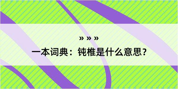 一本词典：钝椎是什么意思？