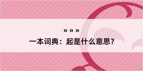 一本词典：起是什么意思？