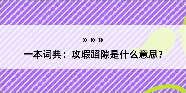 一本词典：攻瑕蹈隙是什么意思？