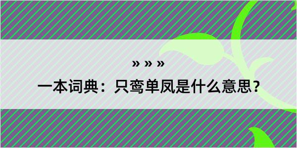 一本词典：只鸾单凤是什么意思？