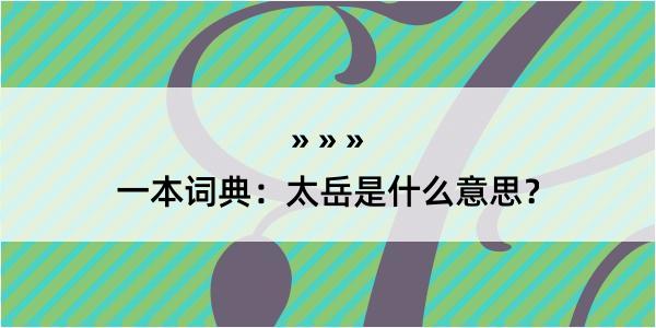 一本词典：太岳是什么意思？