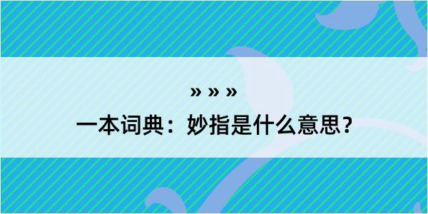 一本词典：妙指是什么意思？