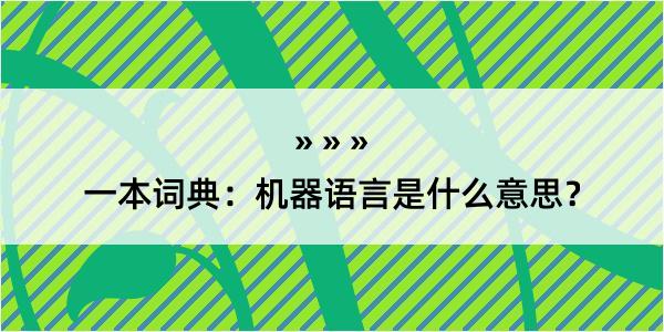 一本词典：机器语言是什么意思？