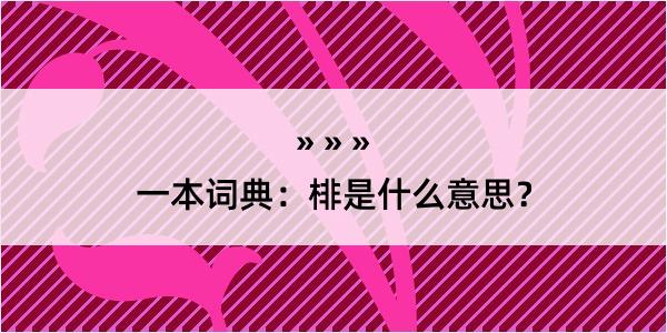 一本词典：棑是什么意思？