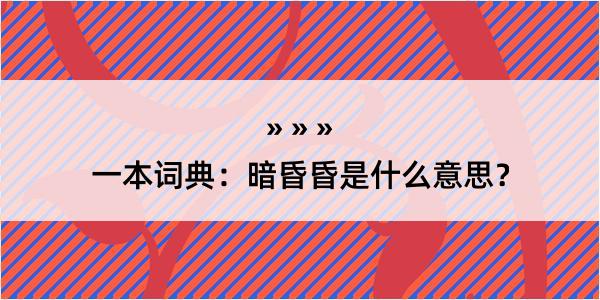 一本词典：暗昏昏是什么意思？