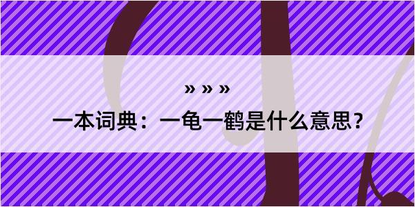 一本词典：一龟一鹤是什么意思？