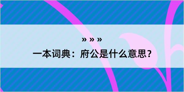 一本词典：府公是什么意思？