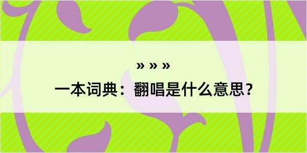 一本词典：翻唱是什么意思？