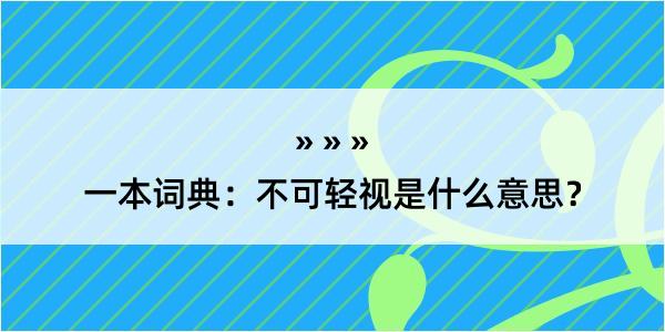 一本词典：不可轻视是什么意思？