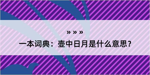 一本词典：壶中日月是什么意思？