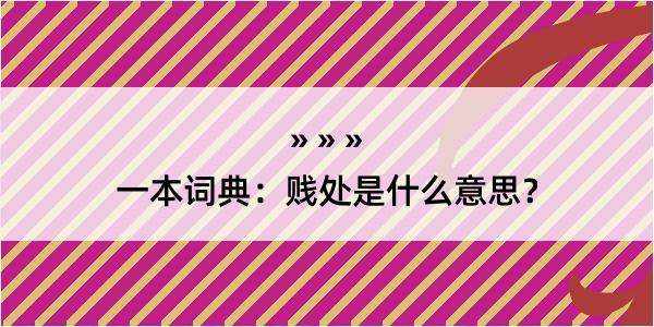 一本词典：贱处是什么意思？