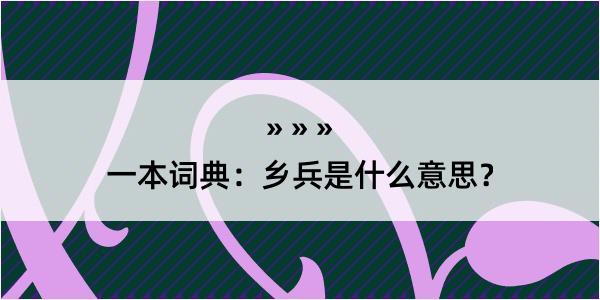 一本词典：乡兵是什么意思？