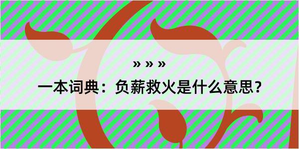 一本词典：负薪救火是什么意思？