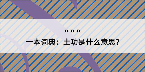 一本词典：土功是什么意思？