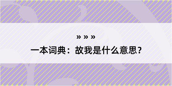 一本词典：故我是什么意思？