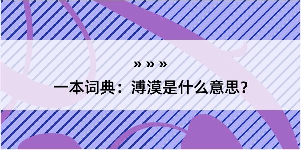 一本词典：溥漠是什么意思？