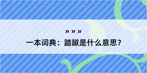 一本词典：踏踧是什么意思？