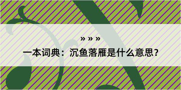 一本词典：沉鱼落雁是什么意思？