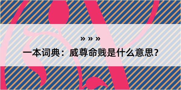 一本词典：威尊命贱是什么意思？