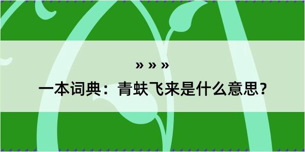 一本词典：青蚨飞来是什么意思？