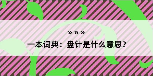 一本词典：盘针是什么意思？