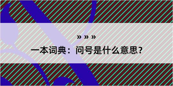 一本词典：问号是什么意思？