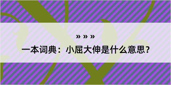 一本词典：小屈大伸是什么意思？