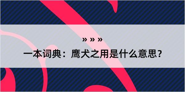 一本词典：鹰犬之用是什么意思？