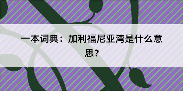 一本词典：加利福尼亚湾是什么意思？