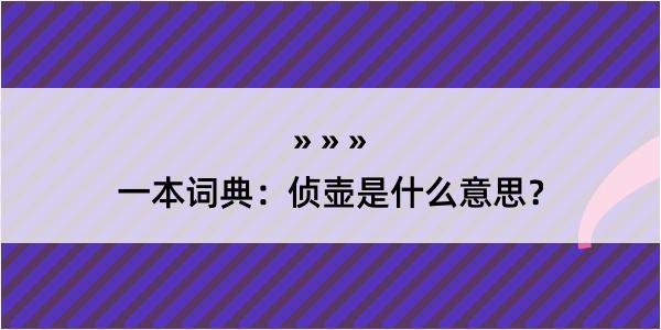 一本词典：侦壶是什么意思？