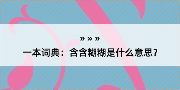 一本词典：含含糊糊是什么意思？