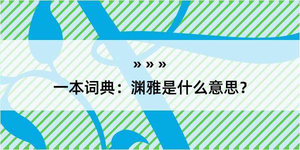 一本词典：渊雅是什么意思？