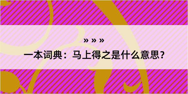 一本词典：马上得之是什么意思？