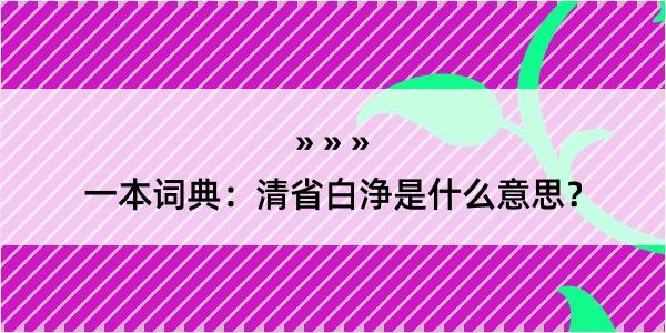 一本词典：清省白浄是什么意思？