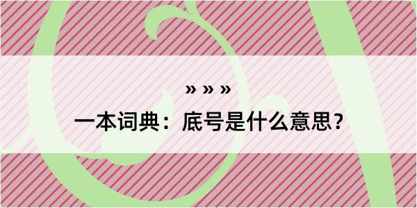 一本词典：底号是什么意思？