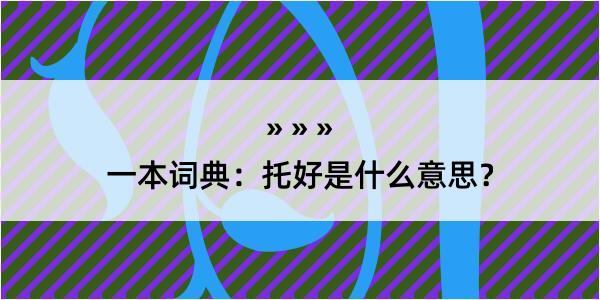 一本词典：托好是什么意思？