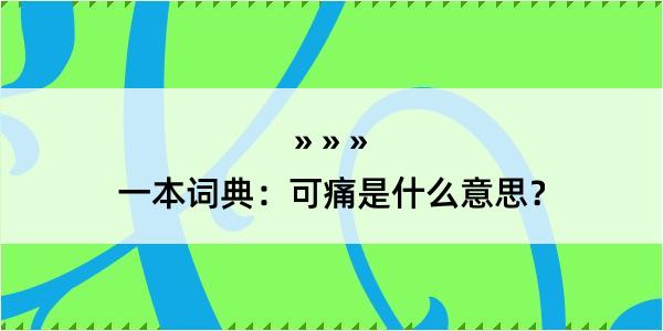 一本词典：可痛是什么意思？