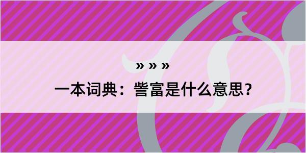 一本词典：訾富是什么意思？