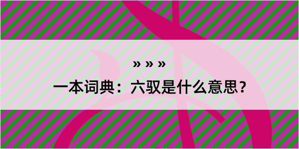 一本词典：六驭是什么意思？