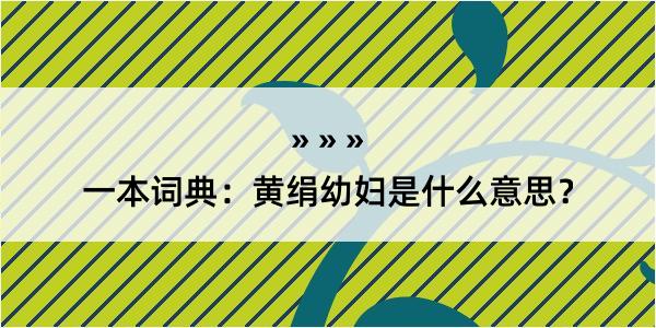 一本词典：黄绢幼妇是什么意思？