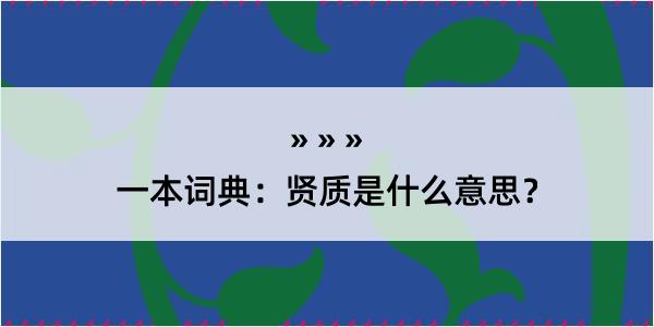 一本词典：贤质是什么意思？