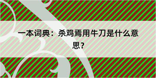 一本词典：杀鸡焉用牛刀是什么意思？