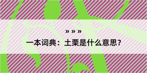 一本词典：土栗是什么意思？