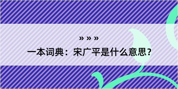 一本词典：宋广平是什么意思？