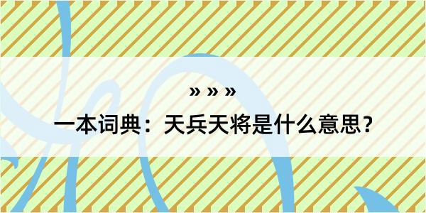 一本词典：天兵天将是什么意思？