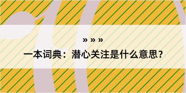 一本词典：潜心关注是什么意思？