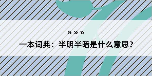 一本词典：半明半暗是什么意思？